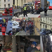 Velký požár na Slovanech, silně popálený muž před ohněm vyskočil ze třetího patra
