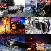 Obří série nehod - řidiči příchod zimy nezvládli