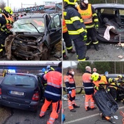 S nákladním vozem protijedoucí auto doslova sešrotoval
