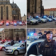 Policejní majáky rozsvítily náměstí Republiky