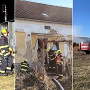 Požár garáží, rodinného domku i stohu