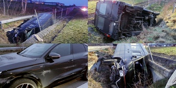 Po nehodě na D5 skončil mikrobus plný lidí na boku