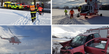 Série vážných nehod pokračuje, k 19letému zaklíněnému řidiči letí vrtulník LZS