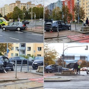 Auto po střetu vletělo na zastávku MHD