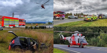 Řidička zkolabovala za jízdy, do nemocnice ji pak musel transportovat vrtulník