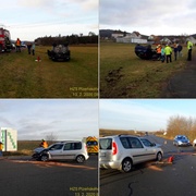 Převrácené auto i střet vozu s dodávkou