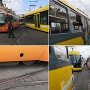 V Sadech Pětatřicátníků se střetly tramvaje a jedna vykolejila