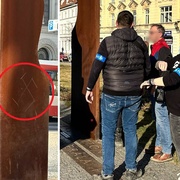 Dosud neznámý pachatel ztvárnil hákový kříž na pomník generála Pattona