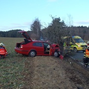 Auto narazilo do stromu, řidiče transportovali na Emergency