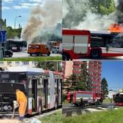 Požár autobusu MHD v Plzni