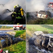Opilec narazil do propusti a auto kompletně shořelo