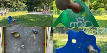 Nechutný vandalismus na dětském hřišti, pachatel vybavení pomaloval hákovými kříži