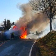 Požár dodávky s potravinami