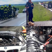 Jedoucí auto zasáhl blesk
