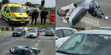Nepozorný řidič nabral na kapotu řidiče skútru i jeho spolujezdkyni