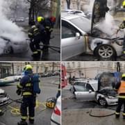 Požár auta na Slovanech