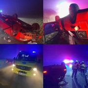 Auto se několikrát převrátilo a skončilo na střeše
