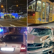 Tramvaj smetla taxík, který jí nedal přednost