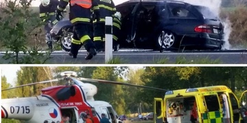 Těžce zraněná 21letá dívka i hořící auto