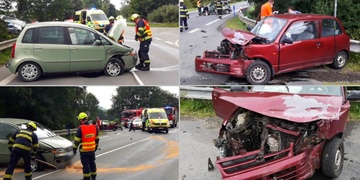 Střet dvou aut u Nezvěstic, tři zranění lidé