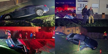 Z vozu uvízlého ve srázu museli hasiči vytáhnout opilého seniora