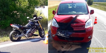 Střet auta a motocyklu