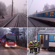 Projíždějící vlak strhl traťové vedení