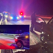 Řidiče ujíždějícího z Německa zastavila až srážka s policejním vozem na dálnici D5