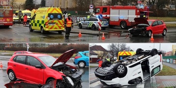 Auto s rodinou skončilo po nárazu na střeše
