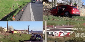 Řidička vyjela do svahu, kde čelně narazila do sloupu