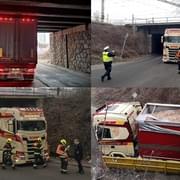 Kamion uvízlý pod viaduktem zablokoval Doubraveckou ulici