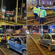 A jak již tradičně, auto v kolejišti...