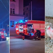 Noční požár u zimního stadionu