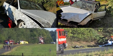 Střet osobního vozu s motocyklem - na místě bylo několik zraněných