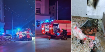 Noční požár u zimního stadionu