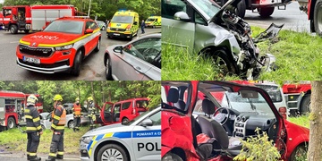 Vážná dopravní nehoda, na místě bylo pět zraněných včetně dvou dětí