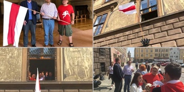 Na plzeňské radnici vlaje vlajka Běloruska