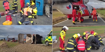 U vážné dopravní nehody přistává vrtulník LZS