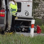- : Závažná nehoda nákladního vozu a motocyklu ve Spáleném Poříčí