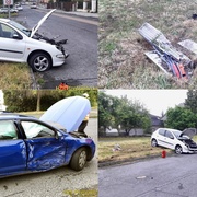 Auto po střetu zdemolovalo elektrický sloupek