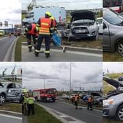 Kamion auto doslova odhrnul a vytlačil z vozovky