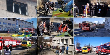 Výbuch v ubytovně - hořící muž vyskočil oknem a těžce se zranil