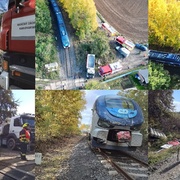 Střet vlaku s nákladním vozem