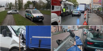 Utržený vlek, nehoda kamionu i auto ve sloupu