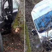 Dvě auta skončila ve stromech během pouhé jediné hodiny