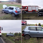 Auto řízené těhotnou řidičkou vyletělo ze silnice a převrátilo se