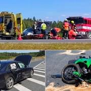 Vážná nehoda - střet motocyklu s autem