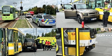 Střet vozu s tramvají