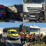 Střet dvou nákladních vozů u Sulkova