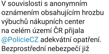 Muž vyhrožuje použitím jedovatého plynu v obchodních centrech